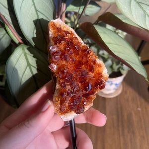 Heat treated druzy citrine cluster on metal base